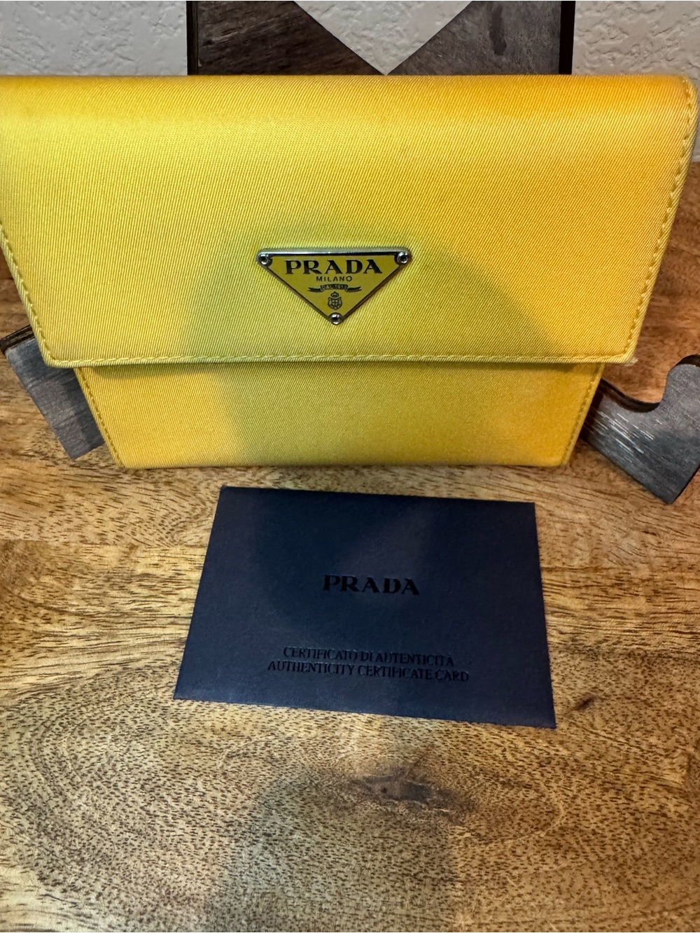 Prada Yellow nylon wallet